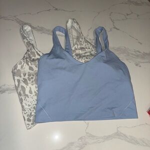 lululemon athletica Blue and Cream Tank Tops